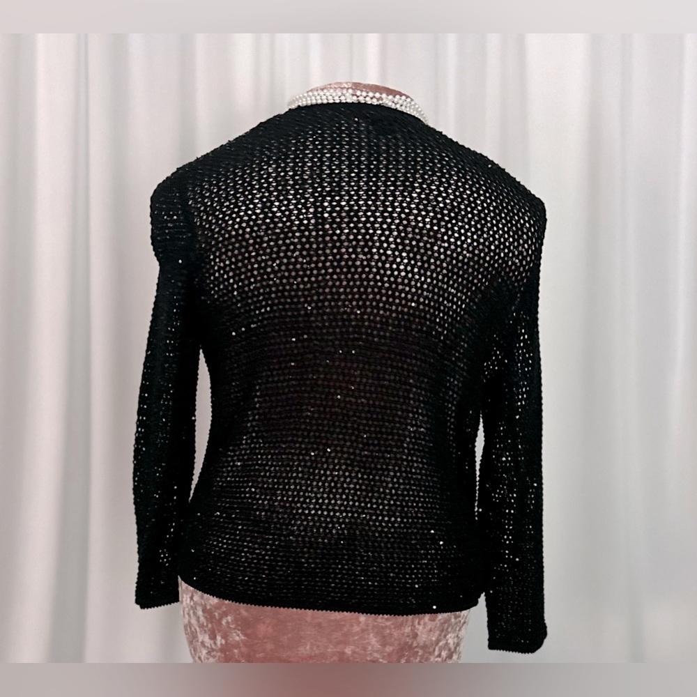 Jones New York Signature Front Collarless Long Sleeve Cardigan Sequin (649) - Picture 5 of 10